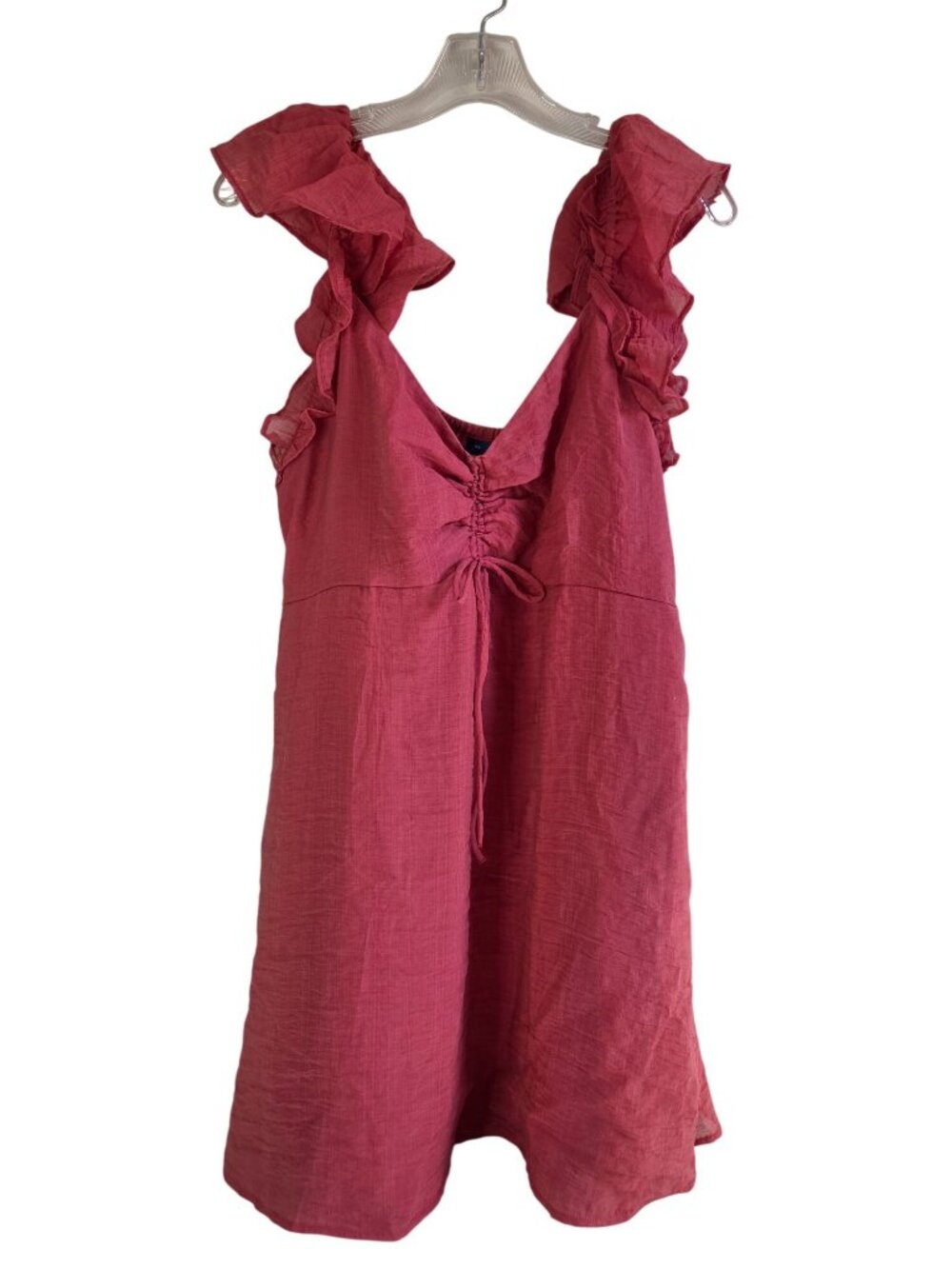 Old Navy XL Red Ruffle Sleeveless Dress Empire Drawstring Waist Boho Flowy Short